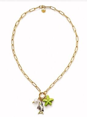 NWT MAYAMAR 18K Gold Plated Fish Starfish Charm Necklace